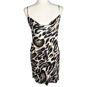 LAVENDER BROWN Animal Print Slip Dress Brown Sz XS NWT